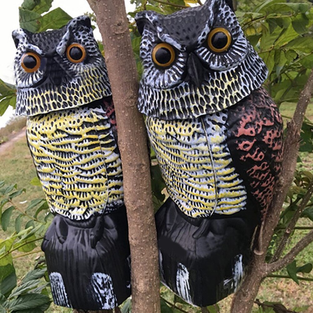 Realistic Bird Rotating Head Owl Garden Ornaments Decoy Protection Repellent Bird Pest Tools Scarecrow Garden Yard Move