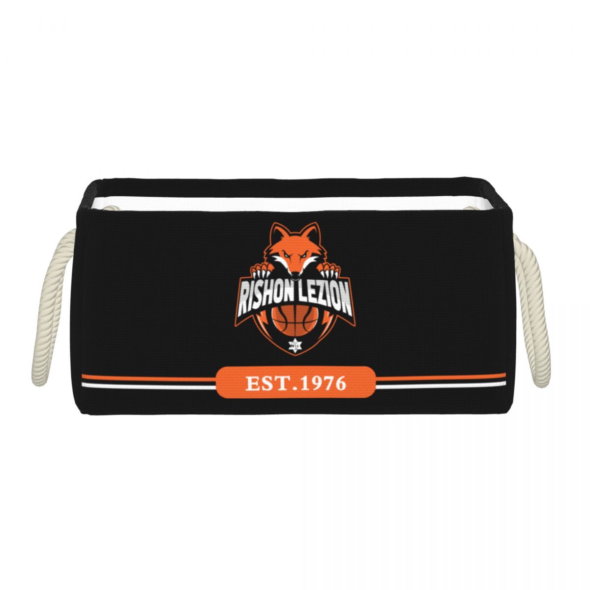 Maccabi Rishon LeZion Bc Rectangular Storage Box Basket - Fabric Storage Bin Organizing Toys, Nursery Basket, Clothing, Books: L / 3