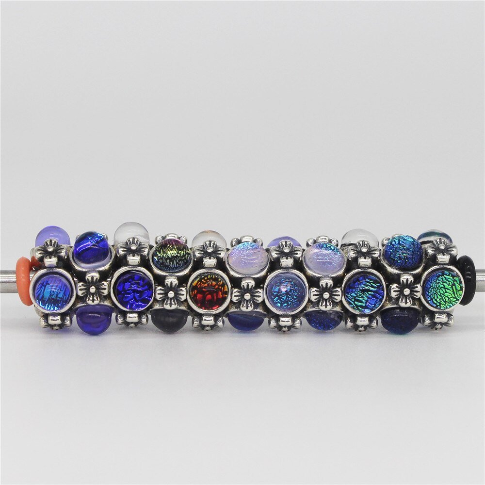 Mistel Schmuck 925 Sterling Silber Jahrgang Blumen verdreifachen Glas Charme Korn passen Europäischen Troll Armbinde