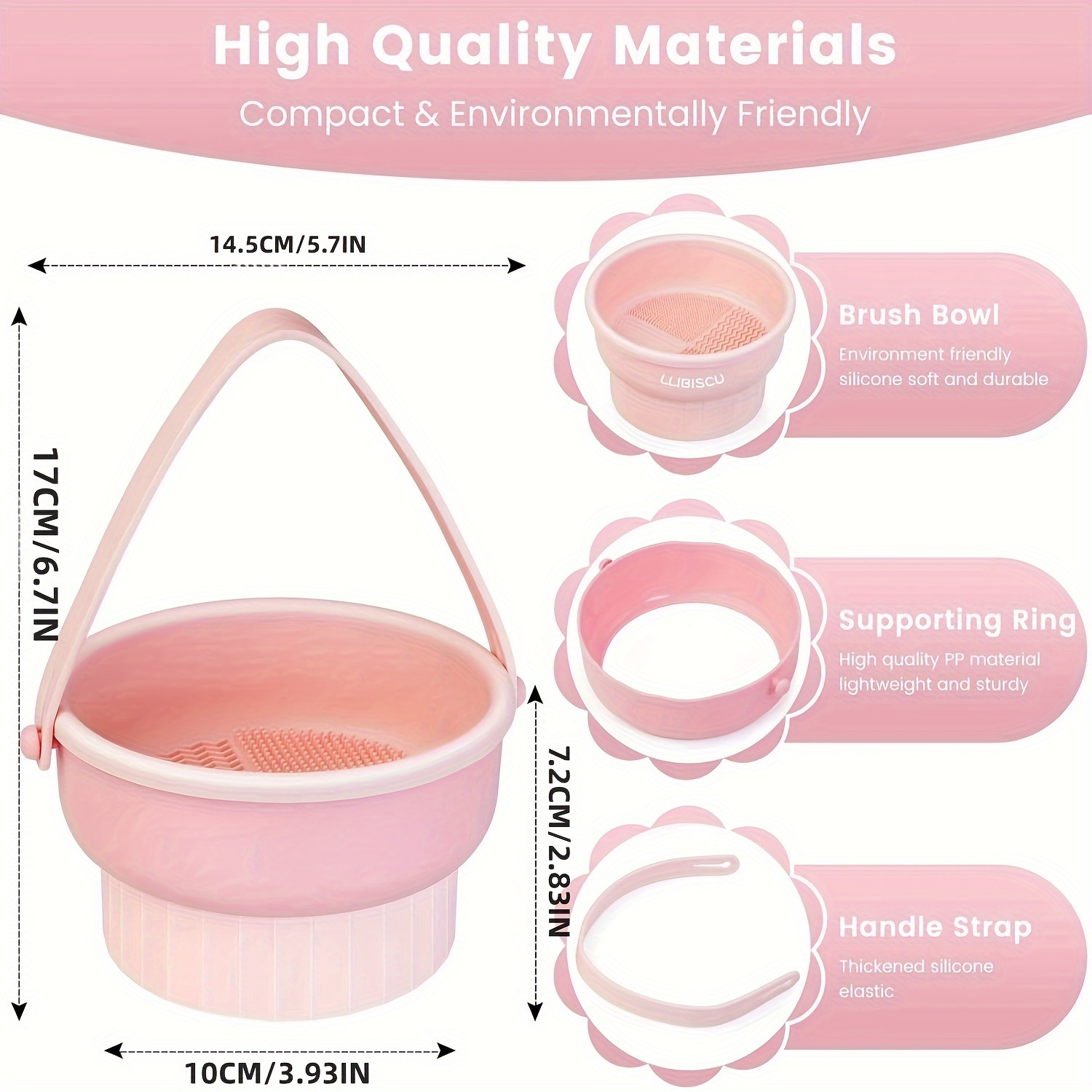 Tappetino e stendino per pulizia pennelli per trucco in silicone 3 in 1, strumento per pulizia e asciugatura tutto'aria dei pennelli cosmetici, kit organizer per strumenti di bellezza