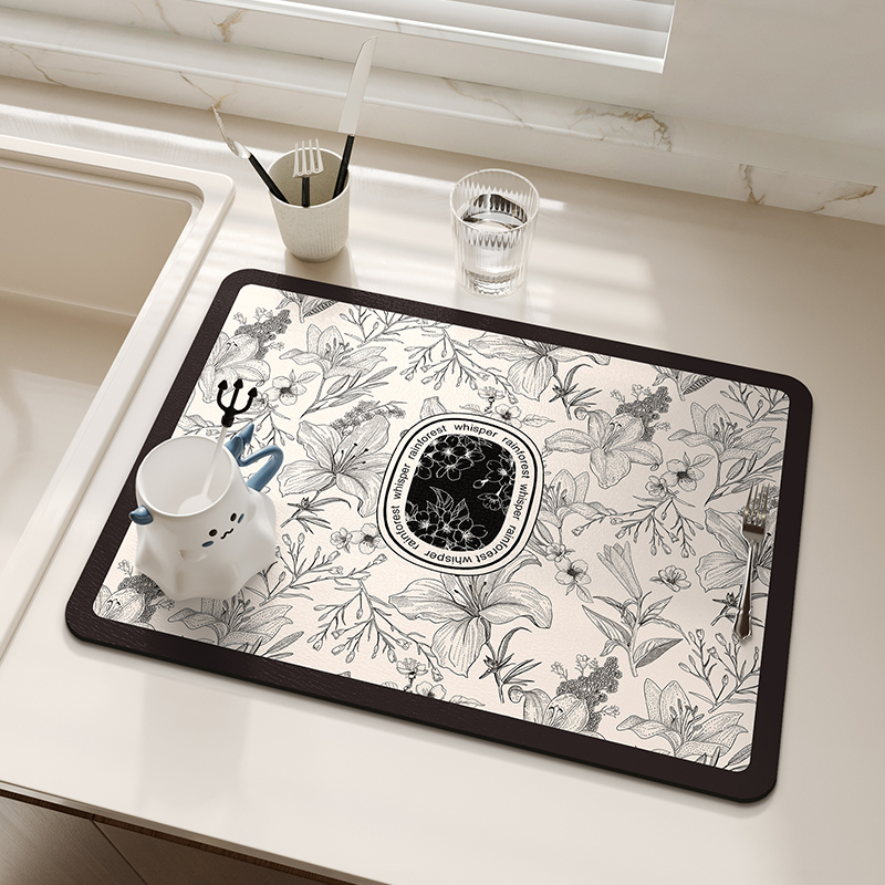 Super Absorbent Kitchen Dish Drying Mat Coffee Maker Mats Drain Pad Tableware Draining Pad Quick Dry Rug Dinnerware Placemat: 75x40cm / Orange