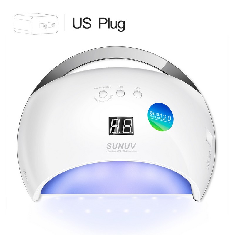 Lámpara inteligente SUNUV SUN6, lámpara para LED UV de uñas, secador, base metálica, temporizador LCD, multicolores para curado, Gel UV, polaco, herramientas de arte de uñas: sun6white US Plug