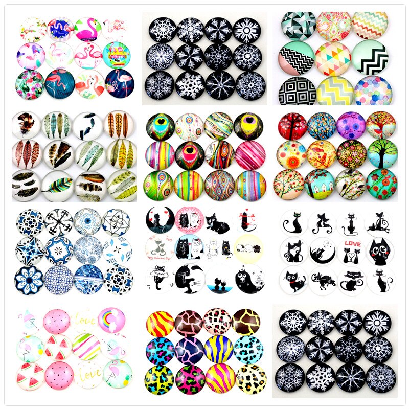 10pcs 25mm Mixed Cat Cut Handmade Photo Glass Cabochons Pattern Domed Jewelry Accessories Supplies