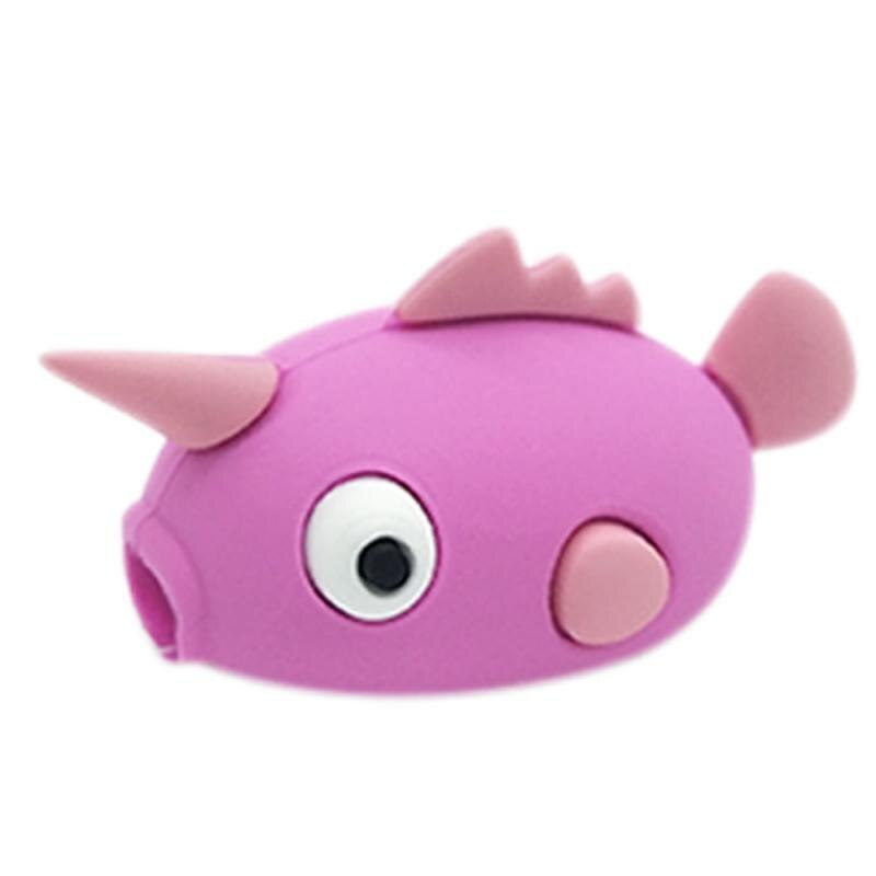 Enrouleur de câble protecteur, mignon Animal, Protection pour chargeur USB câble de données, organisateur de câbles: Purple Hornfish