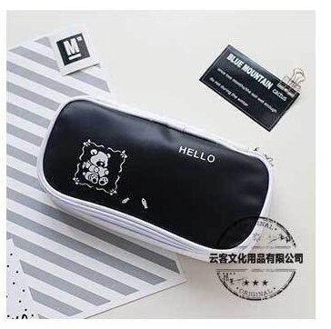 1 stks Kawaii Etui Hoge Capaciteit Lederen Estuches School Potlood Doos Pencilcase Potlood Tas Schoolbenodigdheden Briefpapier: heisexiaoxiong