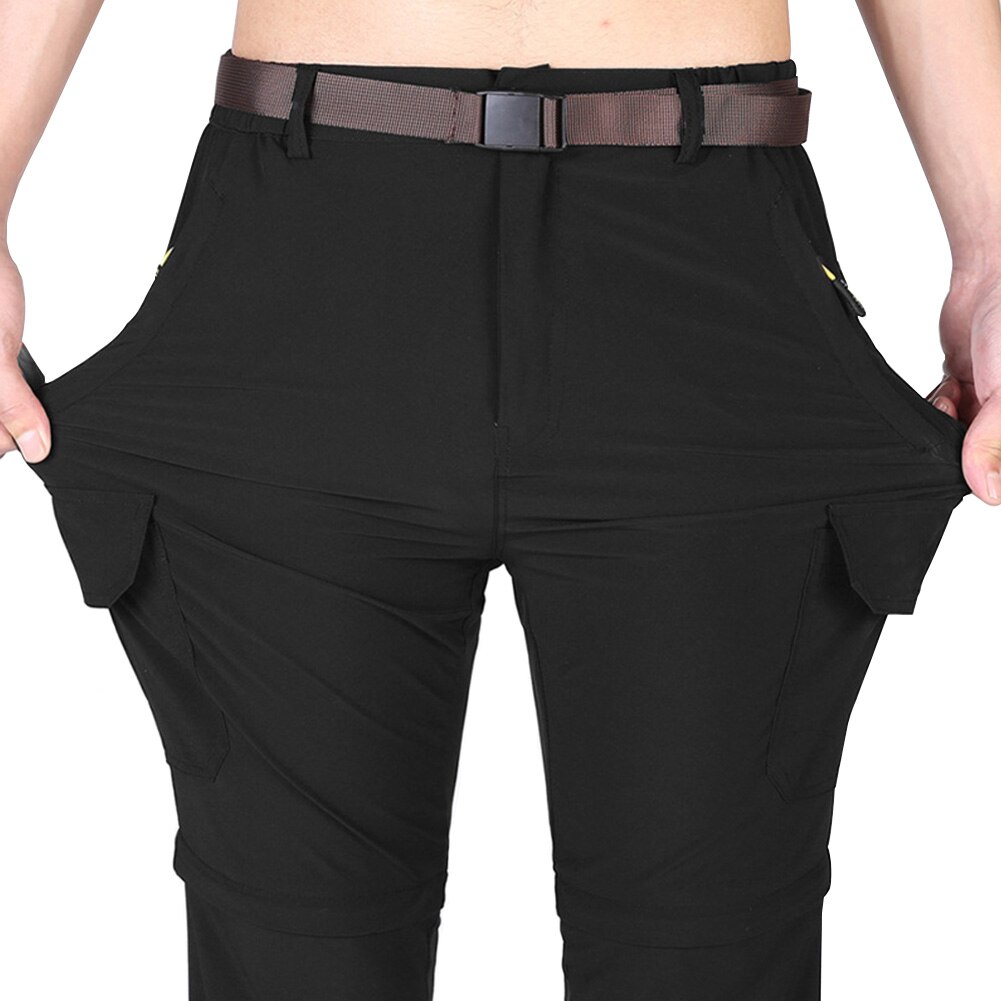 Quick Dry Adjustable Climbing Detachable Zip Off Convertible Water Resistant Outdoor Hiking Unisex Trousers Summer Pants Fishing: Black Male