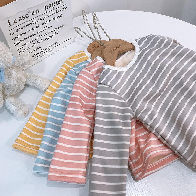 Pigiama a righe per bambini inverno caldo abbigliamento per bambini pigiami per ragazzi pigiami a maniche lunghe in cotone + pantaloni 1-4 anni