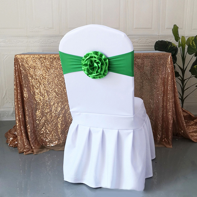 Elastische Polyester Stoel Band Bow Sash Stretch Stoel Sjerp Band Met Grote Bloem Voor Banket Hotel Bruiloft Verjaardag Party Decoratio