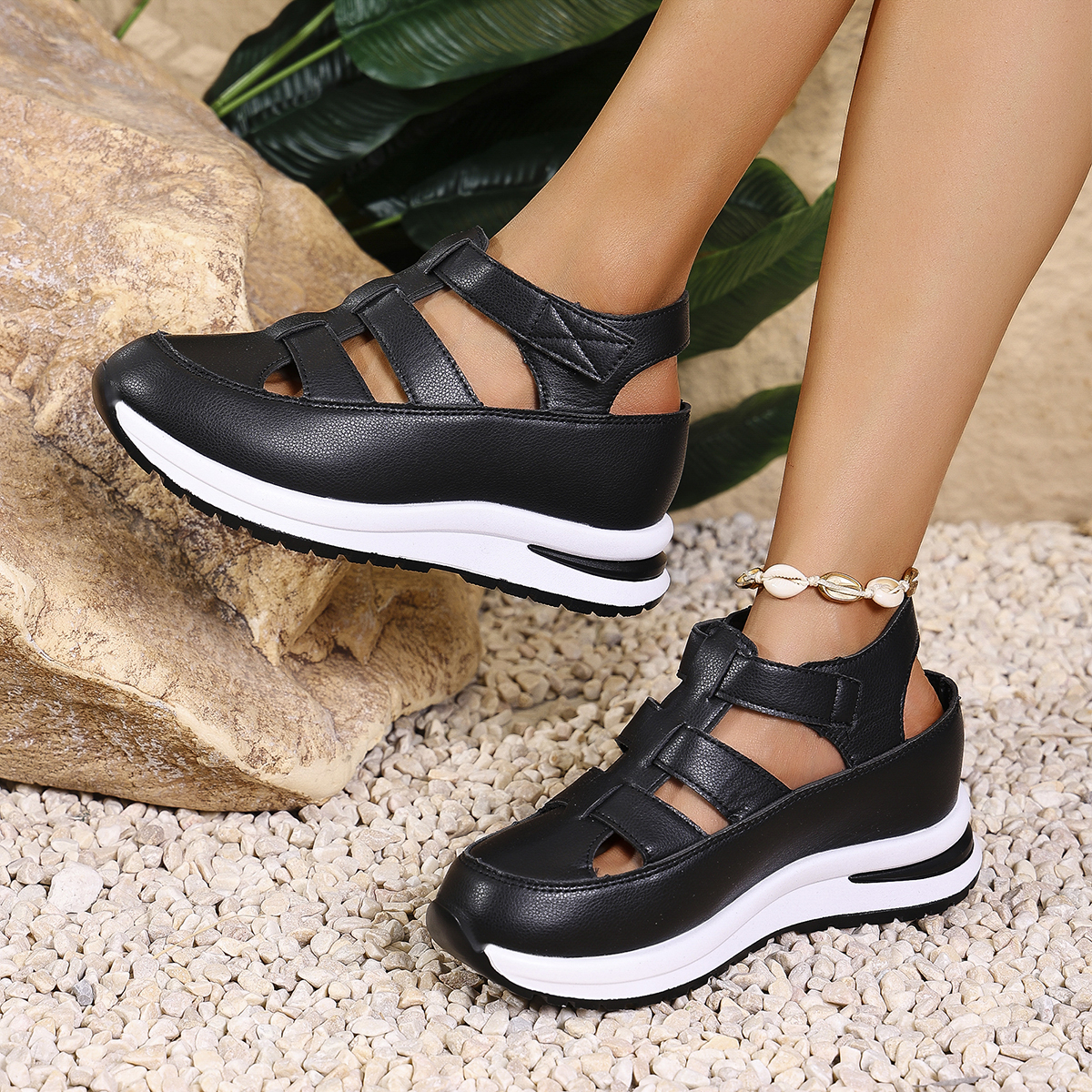 Vrouwen Sandalen Gesp Sandalen Vrouwen Gesloten Teen Kantoor en Carrière Zomer Effen Sleehak Schoenen voor Vrouwen