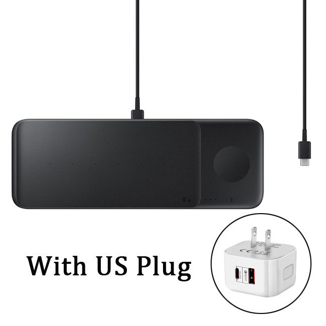 3 in 1 trådlös laddare trio pad för samsung galaxy  s21/s20/s10/ note 20/ note 10 snabb trådlös laddning galaxy watch galaxy knoppar: Silver-
