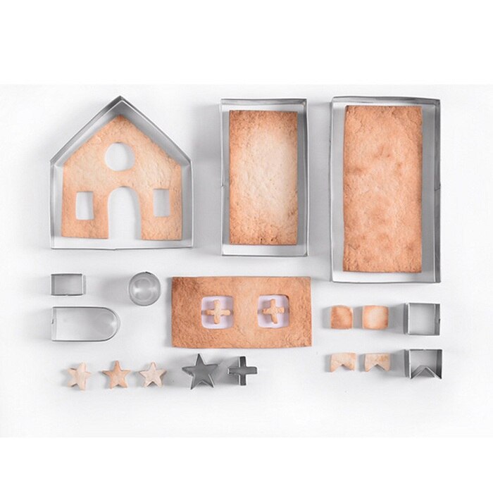 Transhome 10 pcs Kerst Huis 3D Rvs Scenario Gingerbread Cookie Cutter Set Biscuit Mold Fondant Cake Mallen: Default Title