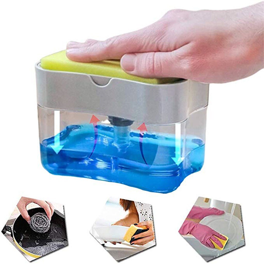 Best selling producten 2-in-1Sponge Rack Zeepdispenser Zeepdispenser En Spons Caddy 13 Gram ondersteuning