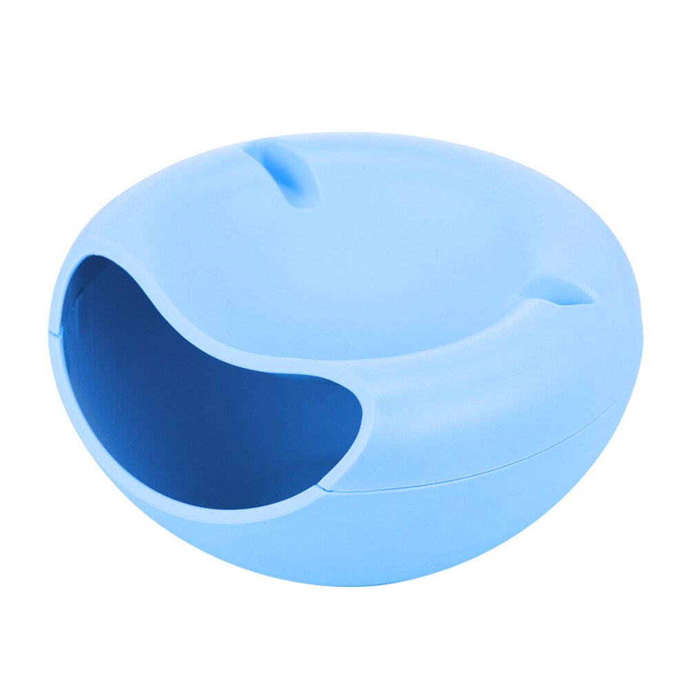Modern Living Room Shape Lazy Snack Bowl Plastic Double Layers Snack Storage Box Bowl Lazy Fruit Plate Bowl: Sky Blue