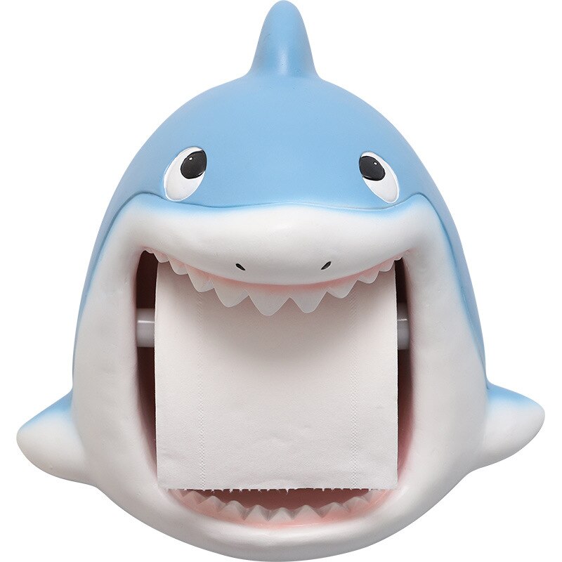 Resin animal toilet paper holder perforated free paper holder bathroom waterproof shark/dinosaur/lion tissue storage towel rack
