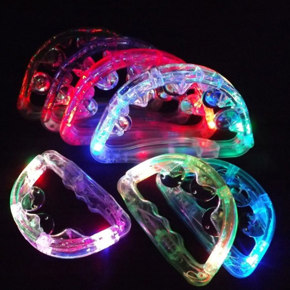 4pcs Tambourine Handheld Percussion Instrument Tambourine with LED Lights