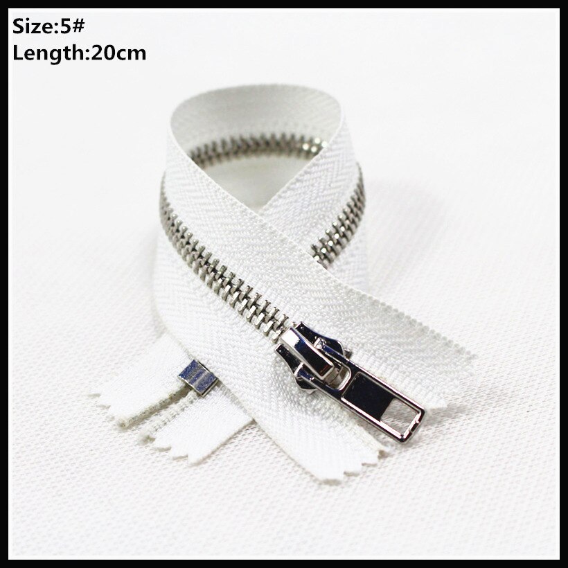 High 20cm 5# 20pcs/lot white Metal Zipper for Sewing zip Garment Accessories Jeans Zippers Cremalleras DIY tools zipper: Default Title