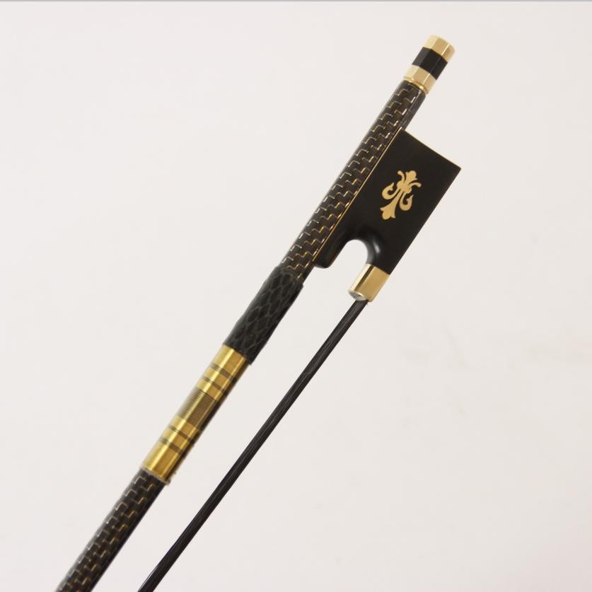 Top Grade Golden Braided Carbon Fiber 4/4 Violin Bow Best Balance AAA Mongolia Black/White Horse Hair Bow