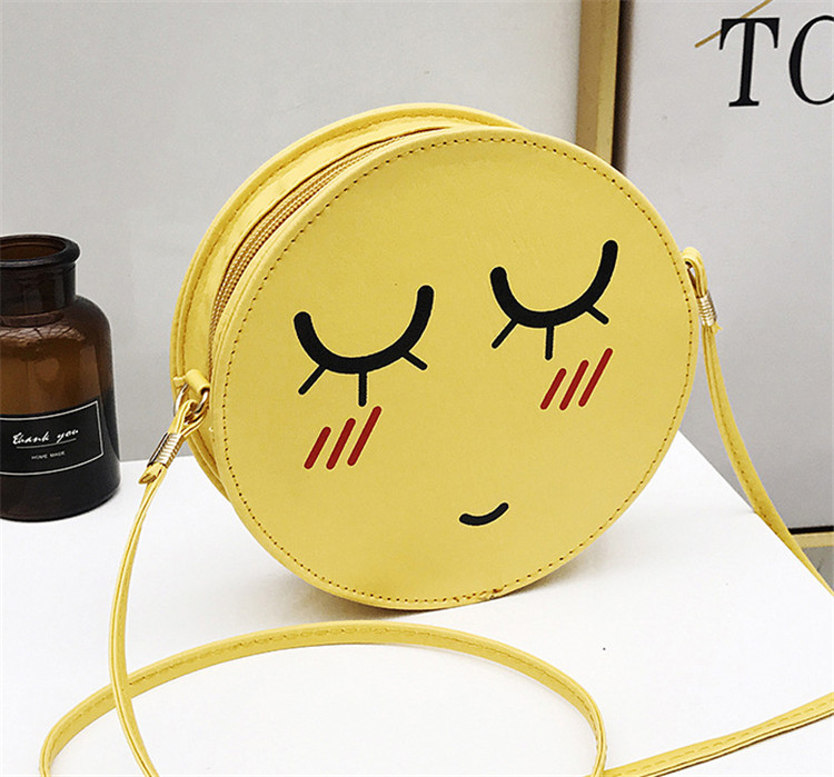 Kleine Ronde Tas Met Smiley Gezicht Leuke Meisje Messenger Bag Cartoon Schoudertas