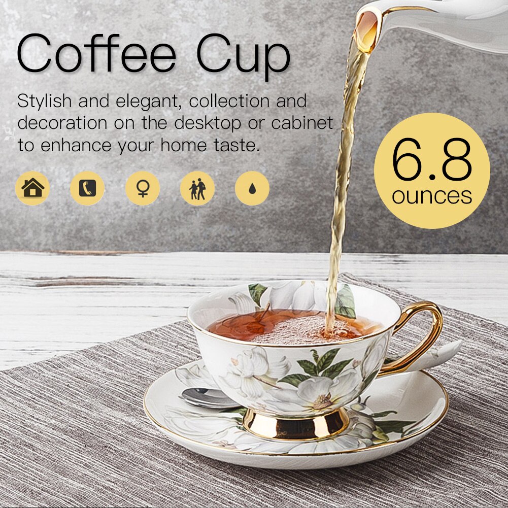 European Style Ceramic Coffee Cup Set With Saucer And Spoon High End Porcelain Tea Cup Set With Box For Afternoon Tea
