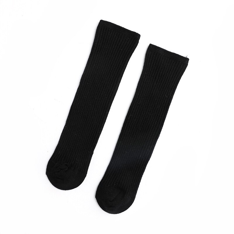 Meias para bebês, meias infantis simples de algodão penteado com dupla agulha: black / S(0-4Years)