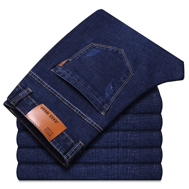 Mens Jeans Smart Casual Men Denim Pants Comfortable Jeans Pants Men Streetwear Straight Denim Trousers Blue Jeans: Blue / 29