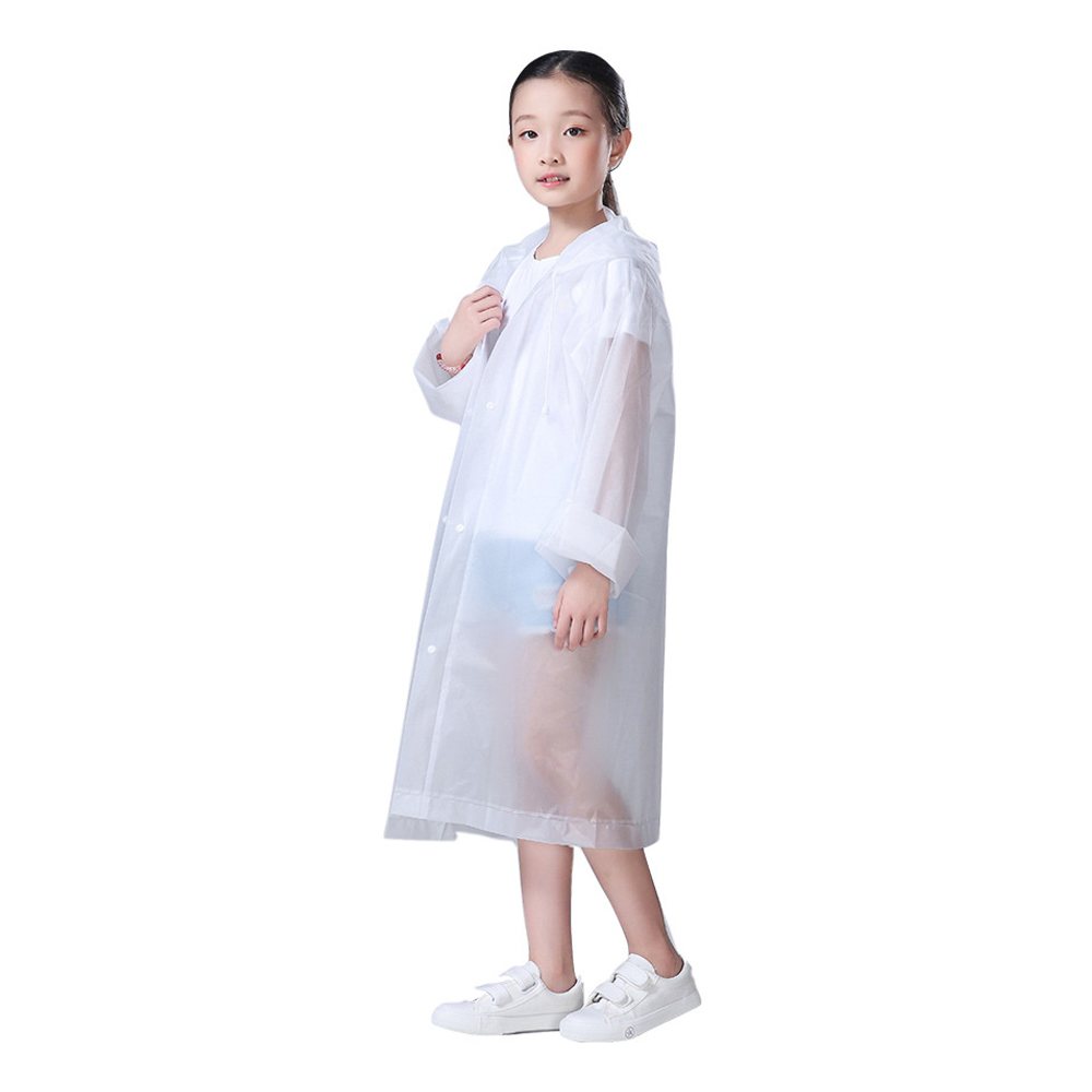 Sommer 3-10 år børn hætteklædt regnfrakke børnetæt vandtæt støvtæt gennemskinnelig regnfrakke piger trenchcoat børnetøj  d30: Hvid