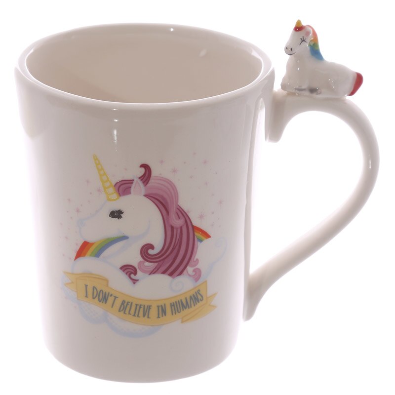 1 pièce je ne crois pas en humains mignon excentrique arc-en-ciel licorne tasse bureau café tasse magique cheval tasse