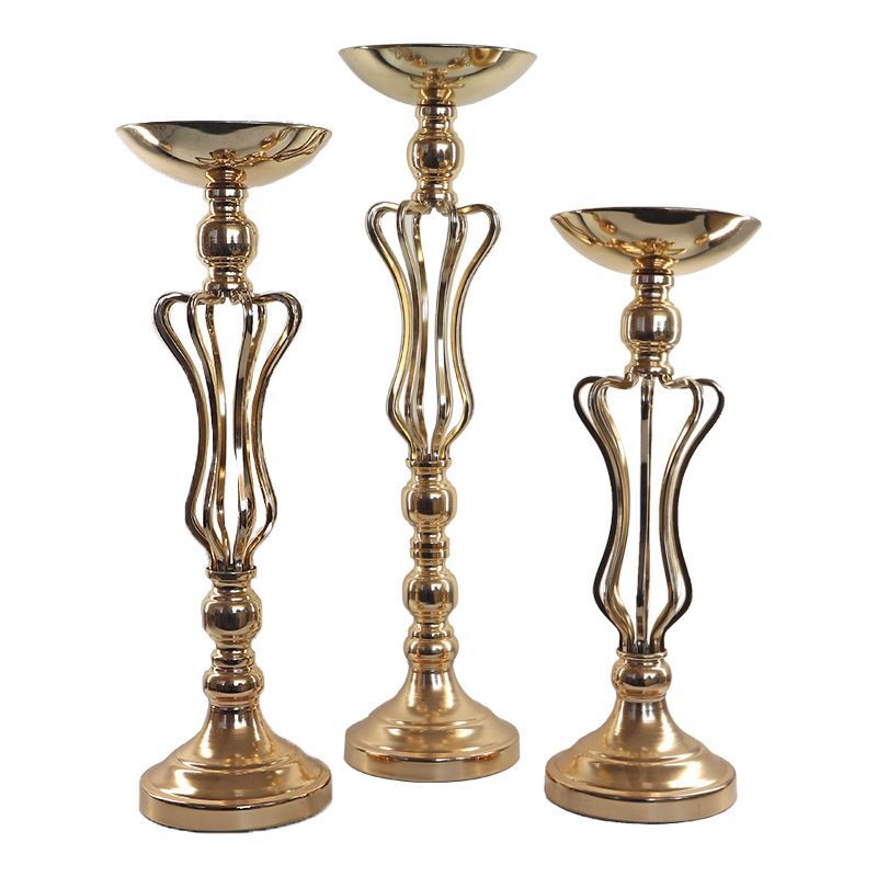 Gold Candle Holders Flowers Vase Dining Table Candlestick Centerpieces Road Lead Candelabra Wedding Party Porps Home Decoration