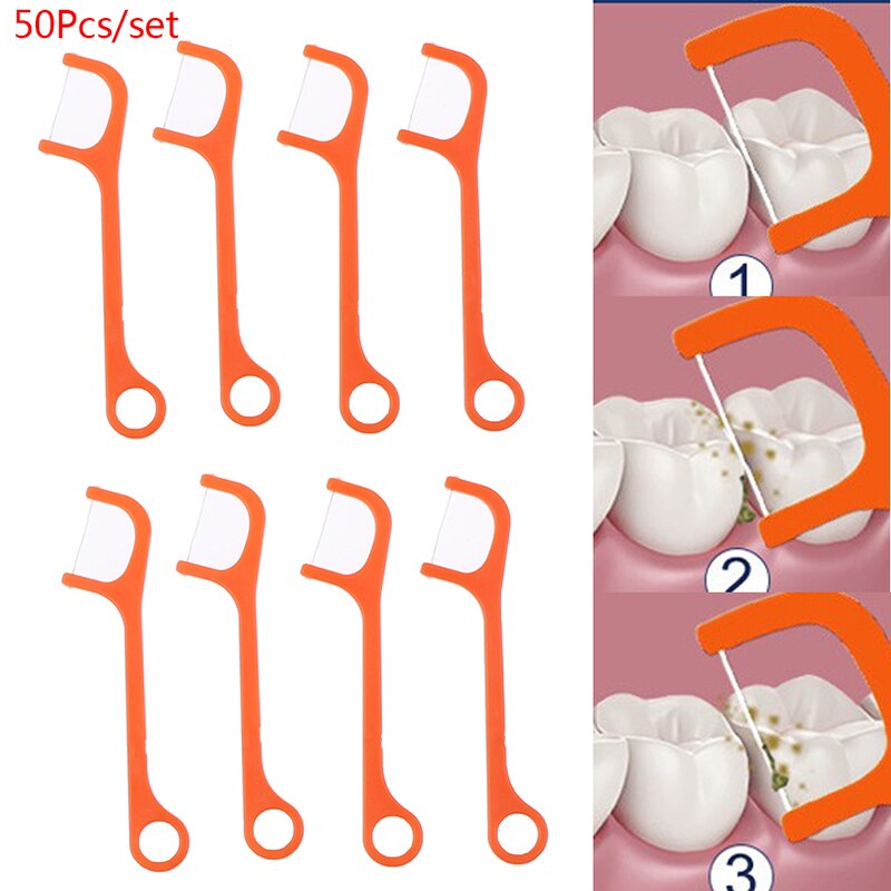 50pcs Children Kids Sticks Health Tooth Clean Picks Dental Floss Flosser Toothpick