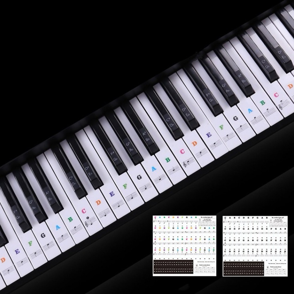 54/61/88 Key Transparent Detachable Piano Keys Electronic Keyboard Sticker Piano Stave Note Sticker for Key Music Decal Symbol