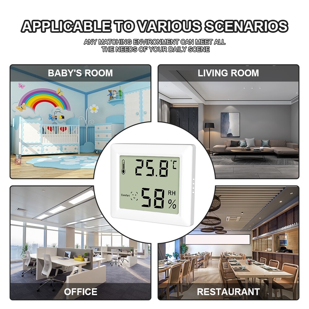 LCD Digital Thermometer Hygrometer Indoor Electronic Temperature Humidity Meter Multifunction Thermometer Sensor Weather Station