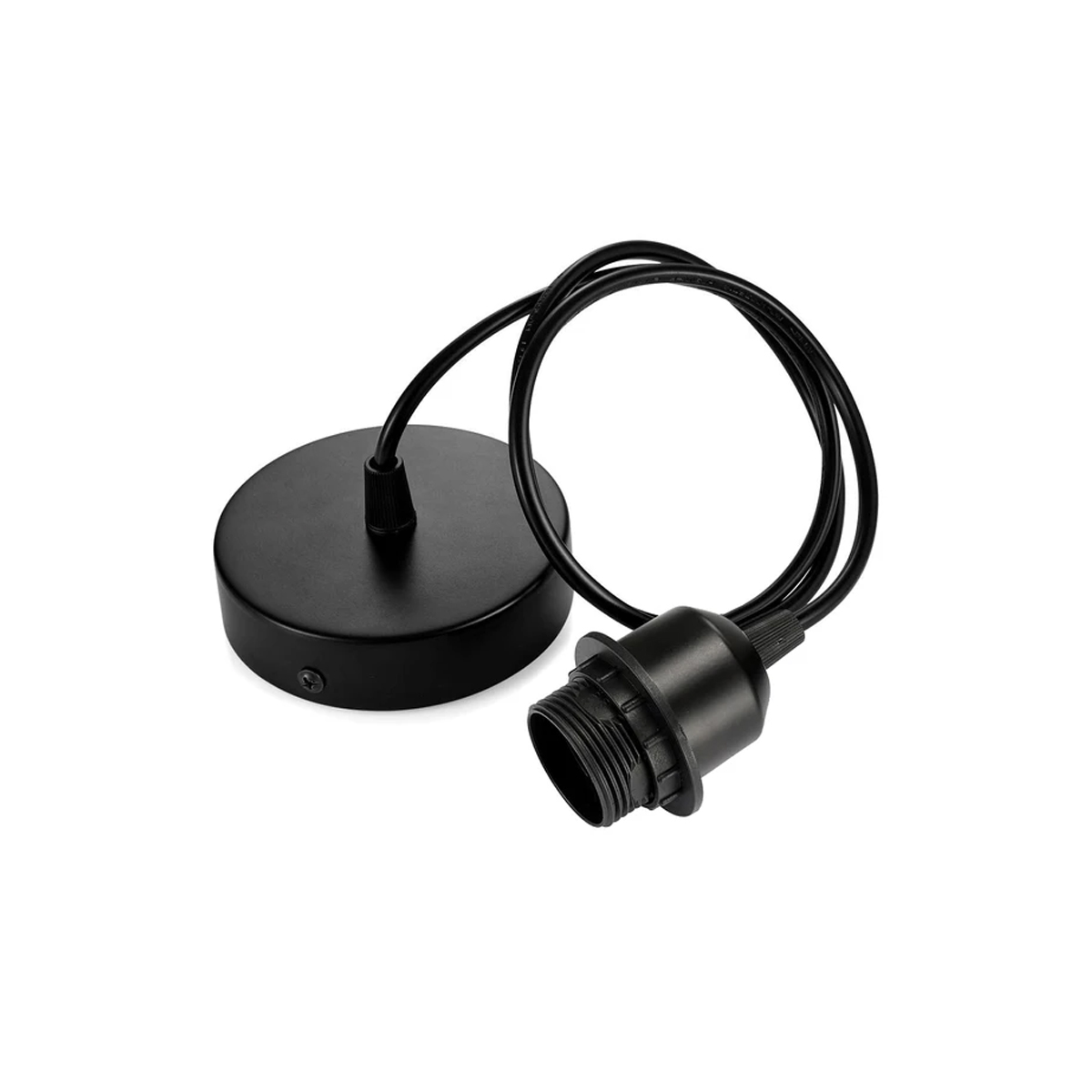 Extension Hanging Lantern Cord Cable E27 Socket With Ceiling Plate For Pendant Lighting Lamp Shade: black / BA9S