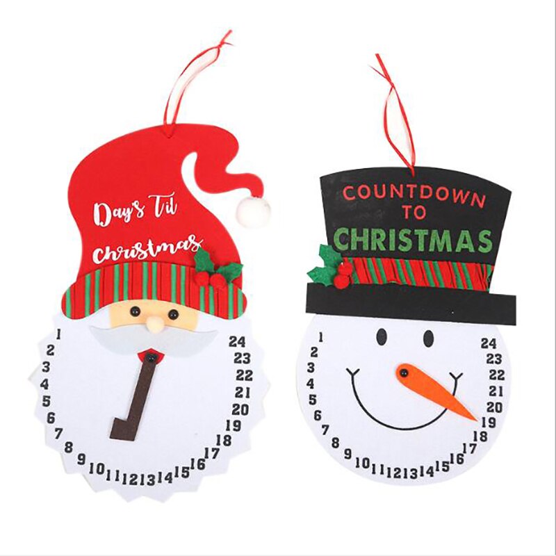 Tekstureret tryk kalender gør det selv tegneserie julemand snemand nedtælling vægkalender juledekoration jule vedhæng ornamenter