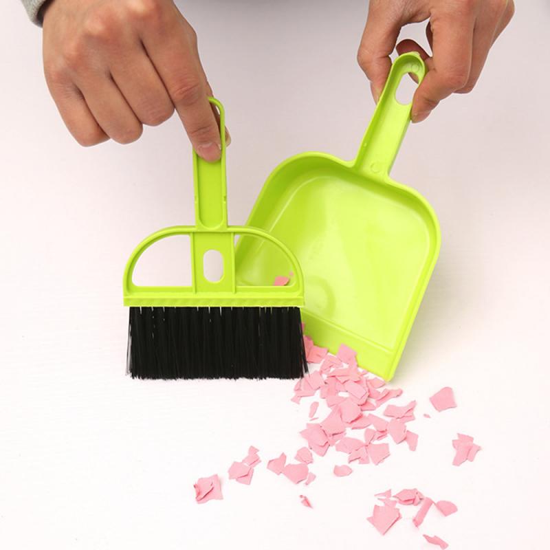 Mini Desktop Sweep Reinigingsborstel Kleine Bezem Dustpans Desktop Veegmachine Vuilnis Dust Cleaning Schop Voor Home School Office