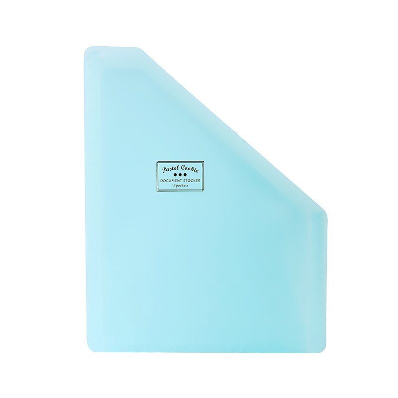 Kokuyo pastel cookie dokumentfil orgeltaske 13 lommer  a4 bærbar mappe transparent omslag sammenflettet informationshæfte: Blå hylde