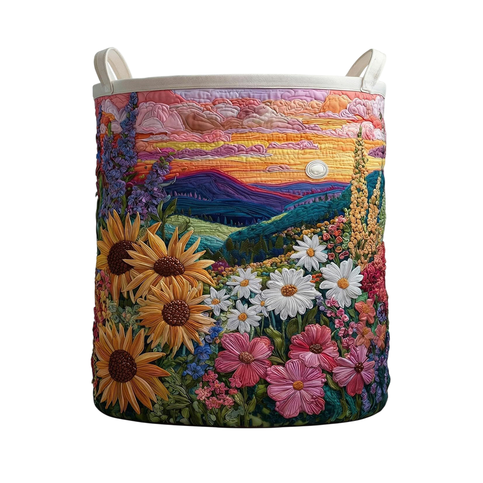 Gestikte wasmand met handvat, boho kledingopbergmand, vintage stof, bloemenopbergmand voor kinderkamer en wasruimte: Donker Kaki