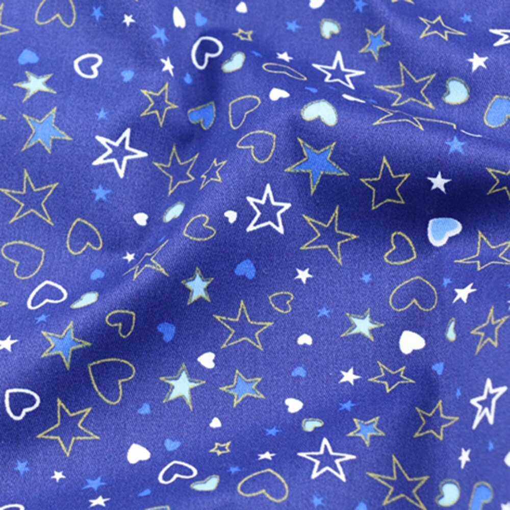 Japansk stof mørkeblå stjerne 100%  bomuldssystof håndlavet klud, gør-det-selv tekstilvæv quiltning sengetøj baby barn stof: Fa200031-3 / 50 x 160cm