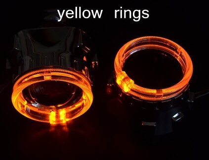 3.0 2.5 inch Hid Bixenon Projector Lens Led Angel Eyes Shrouds Kit Bluetooth APP Control RGB LED Angel Eyes Color-changing Mask: 2.5 yellow rings