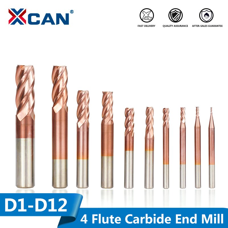 Xcan 1Pc 4 Fluiten Tungsten Carbide End Mill Ticn Gecoat Cnc Frees Spiral Cnc Frees Graveren Bit