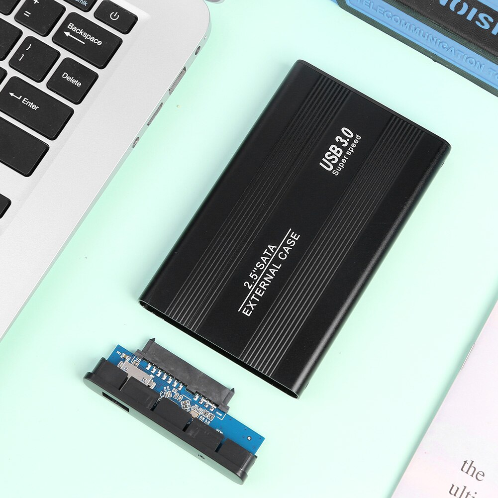 2.5 tums usb 3.0 extern hdd-hölje låda sata till usb 3.0 hdd hårddiskfodral 5 gbps aluminium ssd-låda stöd 3tb för bärbar dator