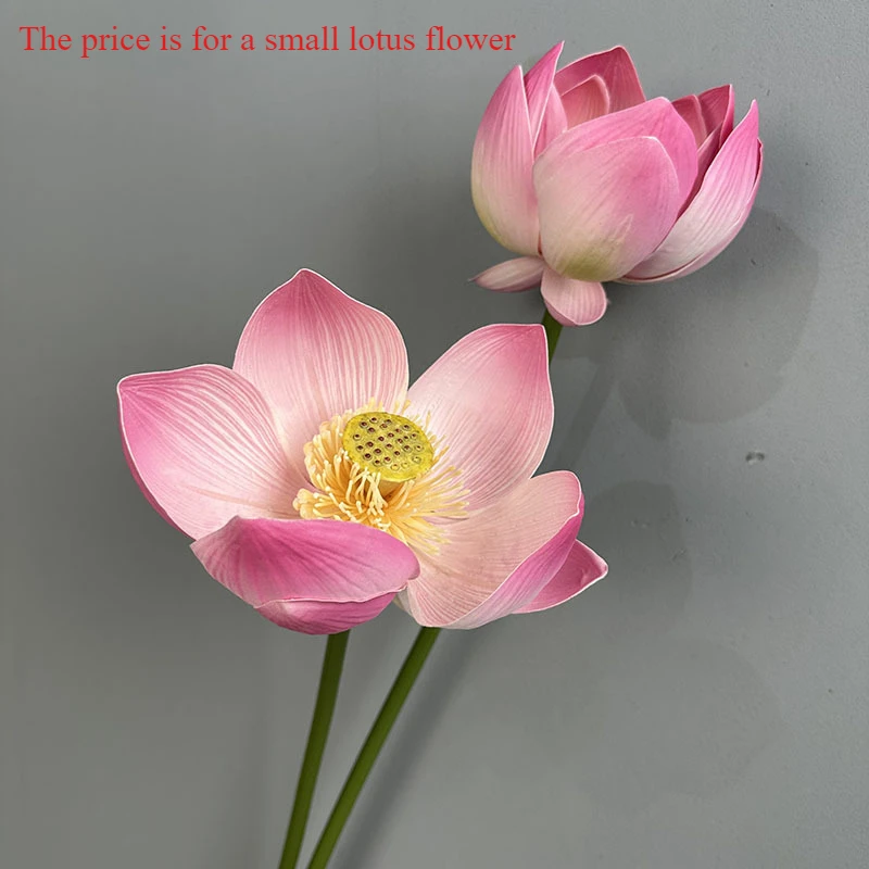 Artificial Flower EVA Lotus with Pole Lotuses Leaves Home Living Room Pastoral Style Decoration Simulation Pink White Flowers: LIGHT BLUE