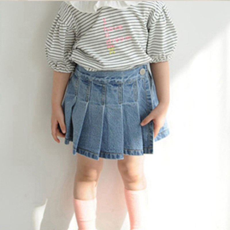 2-7t jeans nederdel shorts til piger småbørn børn babytøj sommer denim plisseret nederdel shorts piger søde søde bukser