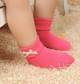1 Paar Pack Baby Sokken Lente Herfst Boog Meisjes Sok Boog Katoen Kids 0-1 Jaar Jongens sokken Voor Kinderen Sokken: bow rose