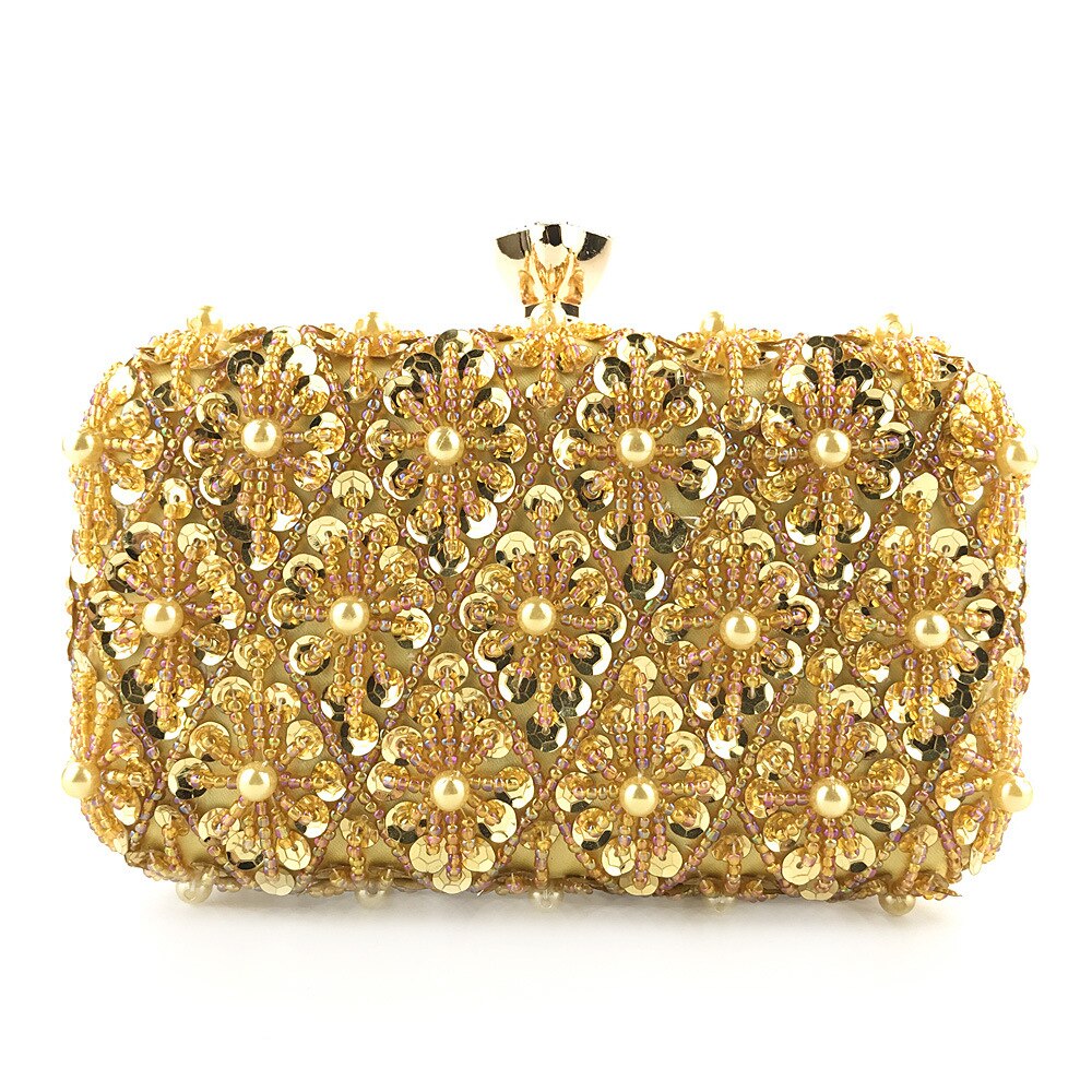 Handgemachte Pailletten Perlen Abend Tasche Silber Goldene Handgemachte Hochzeit Party Brautjungfer Telefon machen-hoch Schild Cluches Tasche: Gold