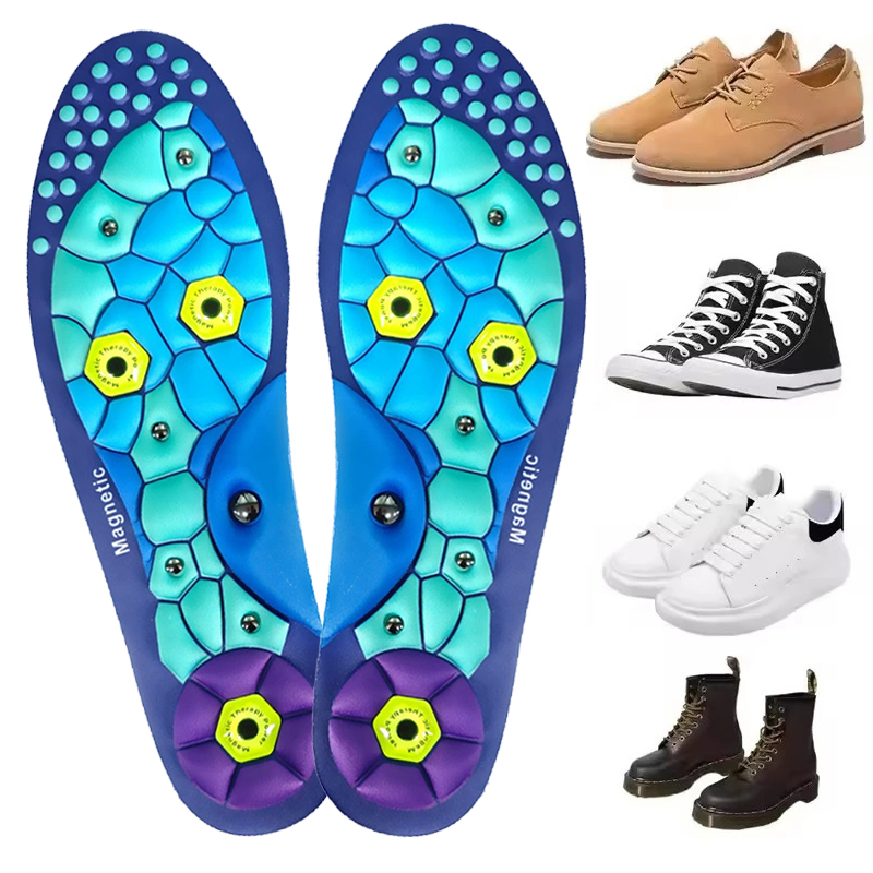 2025 neue 1 Paar Akupressur Fuß Einlegesohlen Für Männer Frauen Orthopädische Gel Magnetische Schuheinlagen Magnet Technologie Unterstützung Einlegesohle