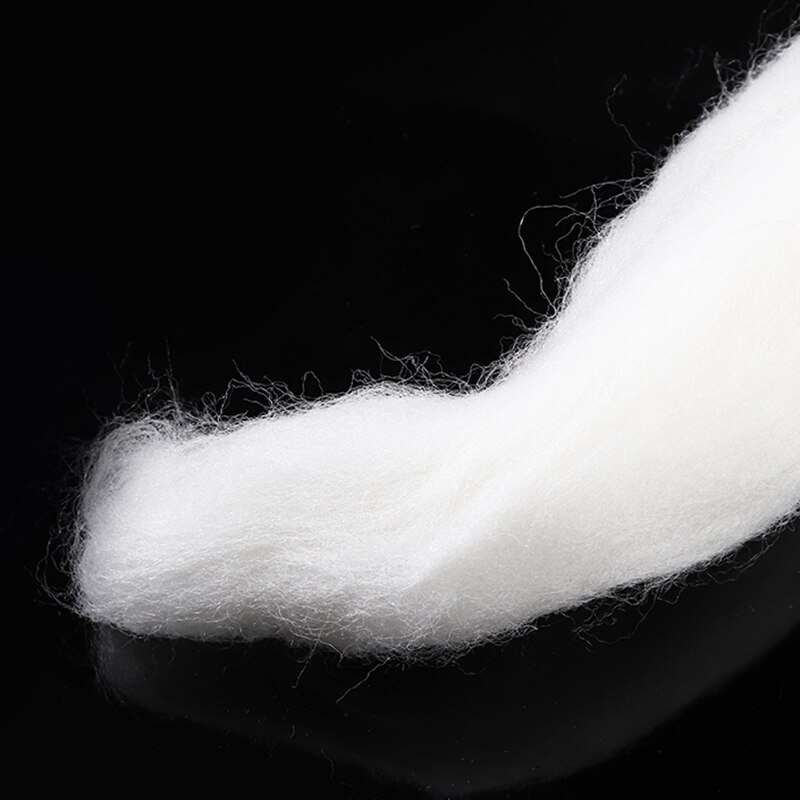 Myk hvitfarget ullfibertopper roving toving ullfiber til nåletoving håndspinning gjør-det-selv-håndarbeid stikke-søm 50g