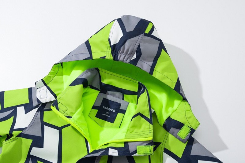 Jongens Outdoor Jas Vest Gedrukt Waterdichte Capuchon Rits Shirt Plus Fluwelen Warme Jas Lange Mouw Lijn Jas