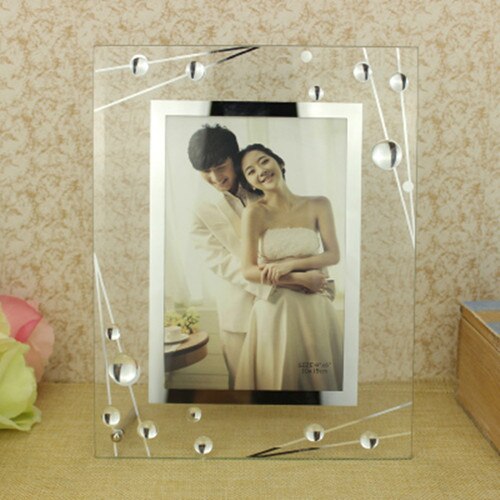 Vlinder glazen fotolijst plexiglas standaard tafel display foto bruiloft foto houder decoratie tv wandlijst beste: Kleur 2 / 7 inch