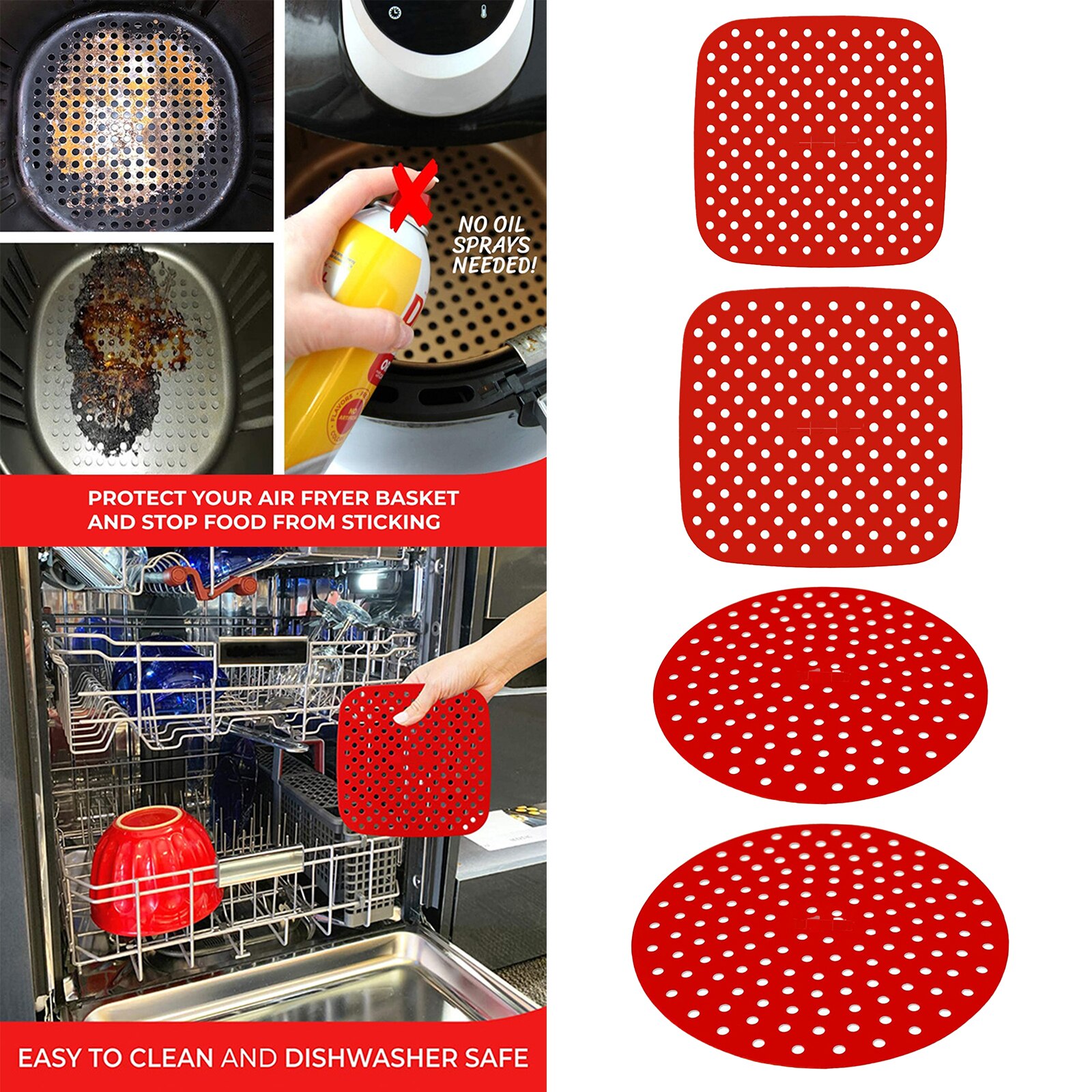 7.5 Inch Of 8.5 Inch Vierkante Herbruikbare Lucht Friteuse Liners Voor Bpa Gratis