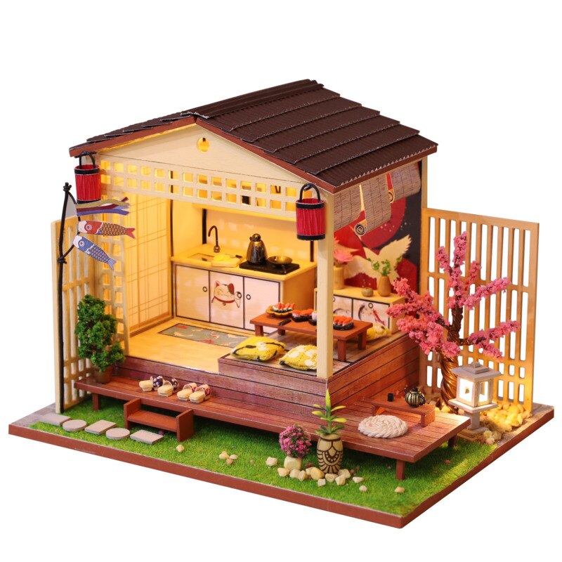 DIY drewniany dom japonia styl miniaturowy domek dla lalek zestawy mini domek dla lalek z meblami precyzyjny projekt domek dla lalek robić dekoracji